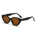 Cat eye sunglasses with thick black frame and translucent amber lenses in a modern style - Shiny Black Frame Tea Lens