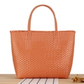 Bolso grande naranja de plástico trenzado con asas para picnics o para la playa - Naranja (Grande)