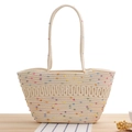 Sac fourre-tout en corde de coton blanc avec pois colorés pour plage et été - Coloré