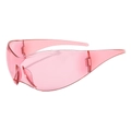 Lunettes de soleil de sport futuristes sans monture roses avec visière enveloppante - Rose (C5)