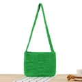 Handmade green woven shoulder bag with thick cotton rope texture for casual daily style - Green