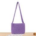 Minimalist purple hand-woven cotton shoulder bag with wide strap in bohemian style - Purple