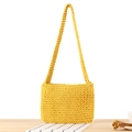 Handmade ginger yellow cotton rope woven shoulder bag with square minimalist design - Yellow