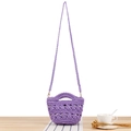 Sac seau en tricot ajouré violet pastel avec bandoulière et texture tissée - Violet