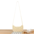 Elegante borsa beige in corda di carta intrecciata con bordo a onda e tracolla - Beige