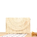 Handmade corn husk straw woven envelope clutch bag in natural beige for beach vacations - Beige