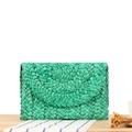 Vibrant green woven corn husk envelope clutch bag for beach holidays and summer casual wear - Green