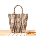 Sac à main tissé élégant aux tons métallisés or, argent et cuivre pour un look chic - Grand / Café Or