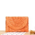 Handmade orange corn husk woven envelope clutch bag for beach vacation or casual style - Orange Red