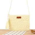 Borsa a tracolla color crema fatta a mano con trama floreale all'uncinetto - crema