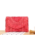 Handmade corn husk woven envelope clutch in vibrant hot pink for summer beach vacations - Red