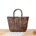 Mini borsa tote intrecciata metallizzata marrone scuro con trama fatta a mano - Caffè (Piccolo)