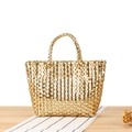 Mini borsa tote intrecciata dorata con finitura metallica per bambini e donne moda - Oro (Piccolo)