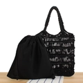 Bolso de malla de algodón tejido a mano en color negro con bolsa interior a juego - Negro (Con Forro Negro)