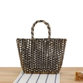 Mini sac cabas tressé métallique or et noir avec poignées robustes pour enfants - Noir Or (Petit)