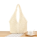 Minimalistische beige Web-Tragetasche mit Hohlstruktur für Sommer-Strandurlaub-Stil - Beige