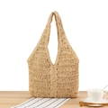 Minimalistische beige gewebte Schultertasche für Strandurlaub und Freizeit - Camel