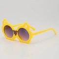Yellow building block pixelated sunglasses for kids with purple gradient lenses - Yellow