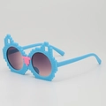 Blue pixel building block sunglasses for kids with cute pink decorative nose bridge detail - Blue