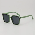 Fashionable kids square sunglasses with avocado green frames and UV protection - Green