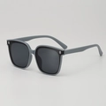 Kids trendy matte grey square sunglasses with UV protection and metal accents - Gray
