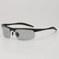 Polarized sports sunglasses with black semi-rimless frames and light grey lenses for driving - Black Frame Photochromic
