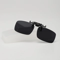 Polarized black clip-on sunglasses for prescription eyewear with a portable storage case - Grey (Square Style)