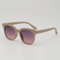 Trendy kids' cat-eye sunglasses in matte khaki frame with purple gradient lenses - Brown Frame / Gradient Purple