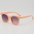 Modern peach pink cat-eye sunglasses for girls featuring gradient purple to orange lenses - Pink Frame / Gradient Purple