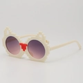 Cream-white pixelated toy sunglasses with gradient pink lenses and red block accent - Off White