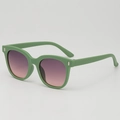 Fashionable matte green cat-eye sunglasses for kids with purple pink gradient lenses - Green Frame / Gradient Purple