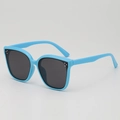 Kids light blue oversized sunglasses with dark lenses and stylish rivet decoration - Blue Frame