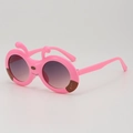 Pink cartoon ant-style sunglasses for kids with UV protection and round gradient lenses - Pink Frame