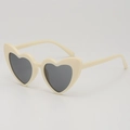 Lunettes de soleil coeur pour enfants, monture blanc crème et verres gris foncé à 45 degrés - Beige