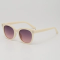 Kids trendy cream white cat-eye sunglasses with purple gradient lenses for girls - Beige Frame / Gradient Purple