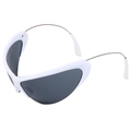 Futuristic white cyberpunk sunglasses with dark grey lenses and wraparound sport frame - One Size / White Frame Gray Lens