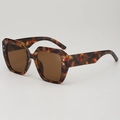 Retro square tortoise shell sunglasses with brown lenses and star-shaped metal accents - Tortoise Shell Frame