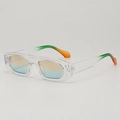 Lunettes de soleil carrées anti-UV pour femmes avec monture et verres dégradés - Monture Transparente Verres Colorés