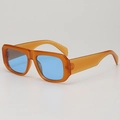Retro Rechteckige Sonnenbrille mit bernsteinfarbenem Rahmen und blauen Gläsern - Oranger Rahmen, blaue Linse