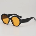 Vintage oval sunglasses with thick black frames and orange translucent lenses for women - UV400 Anti-UV Lens / Black Frame Orange Lens