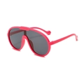 Lunettes de soleil oversize roses pour enfants avec protection UV et verres gris foncé - Monture Rose Rouge Verres Gris