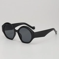 Vintage oval black cat eye sunglasses with thick frames and wide temples for women - UV400 Anti-UV Lens / Black Frame Grey Lens