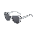 Vintage oversized cat-eye sunglasses for kids with grey transparent frames and UV lenses - Translucent Grey Frame Grey Lens