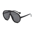 Lunettes de soleil monobloc à monture large pour enfants avec verres noirs et bouts ronds - Monture Noire Verres Gris