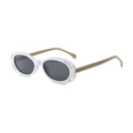 Lunettes de soleil enfant monture ovale blanche branches kaki et verres gris foncé - Monture Blanche Branches Café Verres Gris