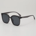 Grote vierkante zonnebril met transparant donkergrijs montuur en subtiele metalen accenten - E03 Y-2 / Grijs Frame Grijze Glazen