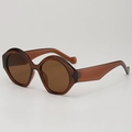 Occhiali da sole ovali retrò in marrone ambra traslucido per un look vintage street style - Lente anti-UV UV400 / Montatura Tè Completo Lente Tè