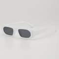 Lunettes de soleil rétro carrées avec monture blanche et verres gris foncé tendance - Monture Blanche Verres Gris