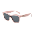 Pink chunky frame kids sunglasses with dark grey lenses and silver metal side temple accents - Pink Frame Grey Lens