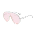 Fashionable oversized kids sunglasses with transparent white frame and pink lenses - Transparent Frame Pink Lens